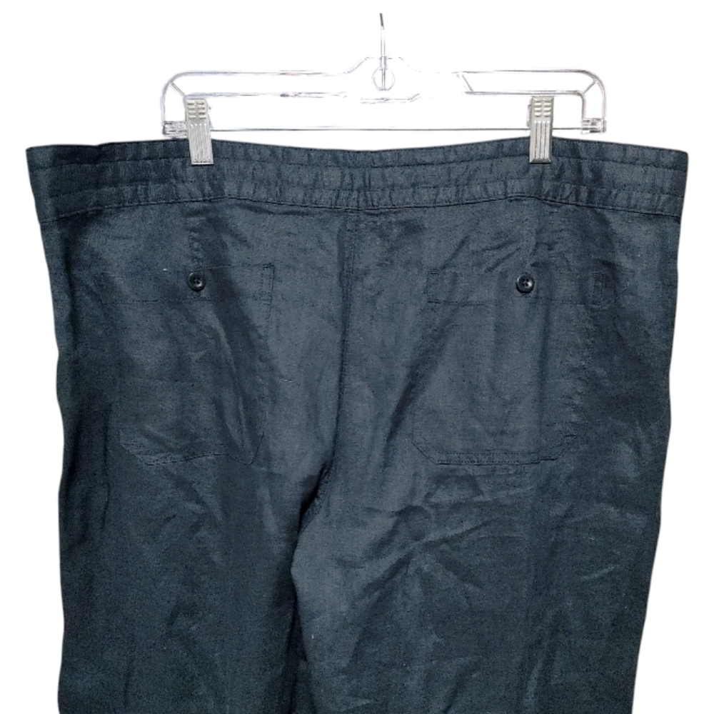 Lauren Ralph Lauren Navy Blue Wide Leg Linen Drawstring Pants NWT Womens Size 18 - Picture 8 of 14